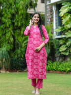 ANNI DESIGNER Women s Rayon Blend Kurta and Pants, Pink, XL