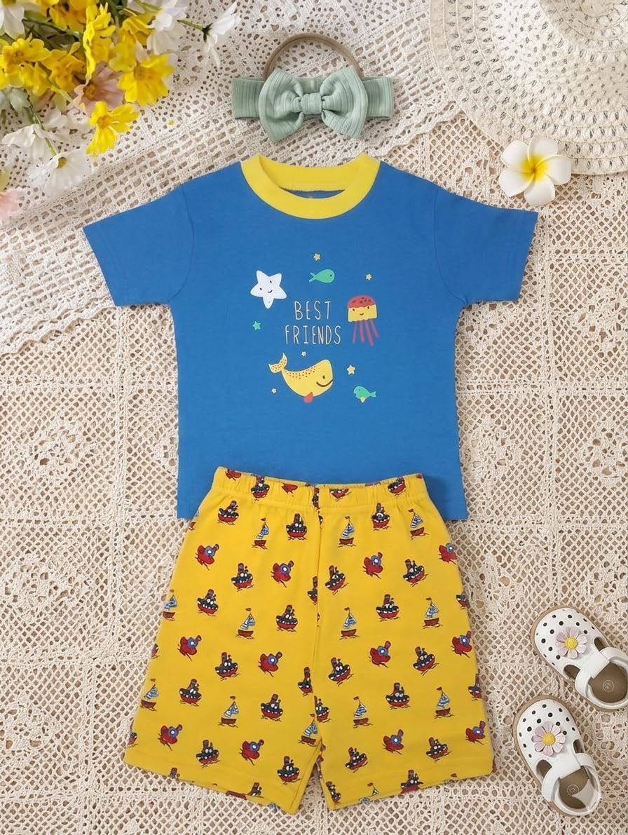 100% Cotton Printed Night Suit (8 Years) 8