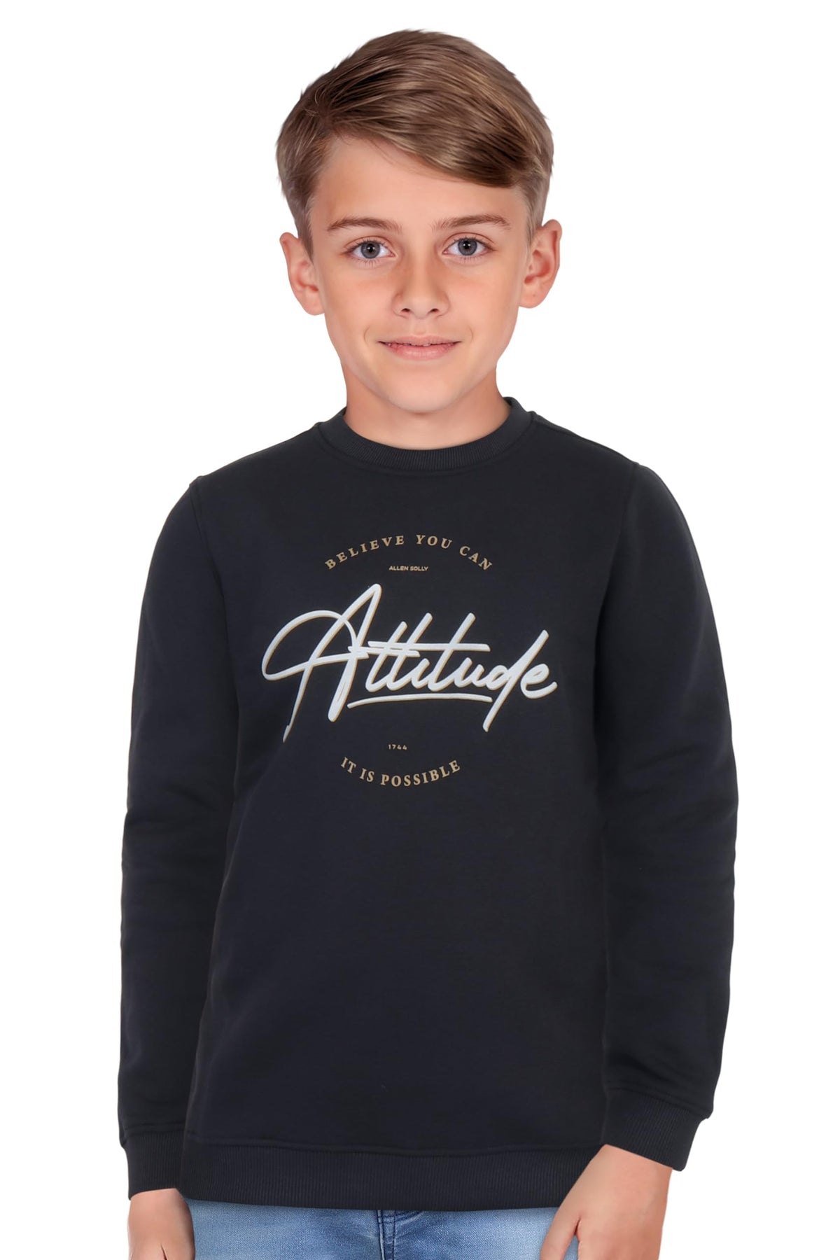 Allen Solly Boys Black Print Regular Fit Sweatshirt 13-14
