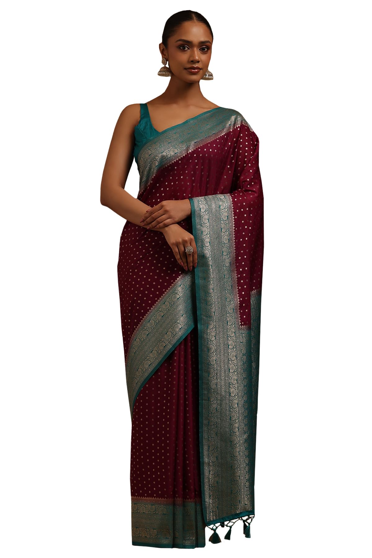 Soch Women Viscose Silk Geometric Zari Woven Saree