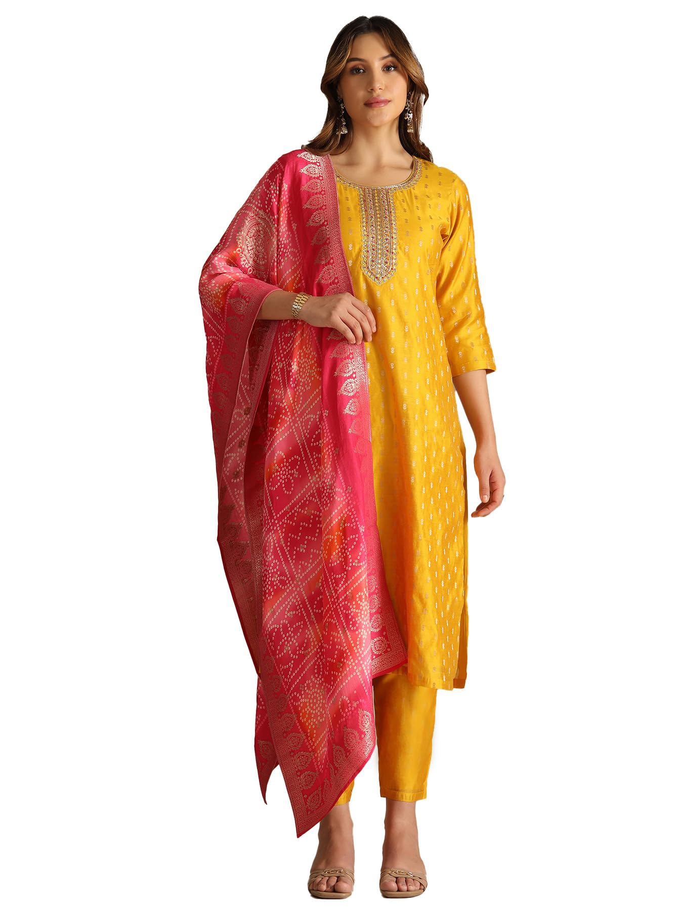 Soch Women Chanderi Woven Design Suit Set with Zardosi