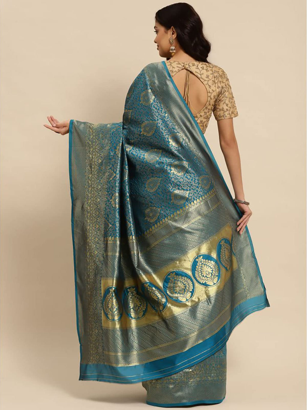 rangita Women Banarasi Silk Jacquard Saree With Blouse Piece