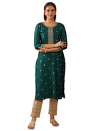 Libas Gerua Embroidered Silk Straight Kurta