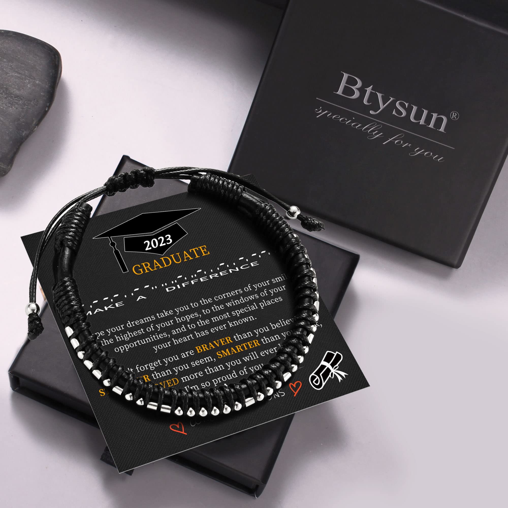 Btysun Valentines Gifts for Teens, Stocking Stuffers for Teens Gifts for Son Mens Bracelets Morse Code Bracelet I Love You Gifts