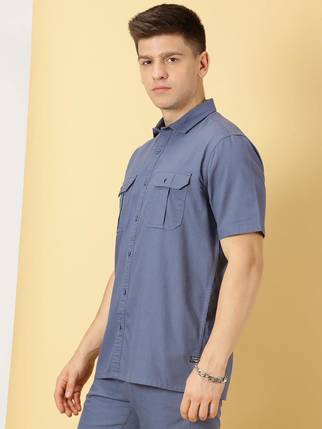 Thomas Scott Mens | Half Sleeve | Double Pockets | Solid | Regular Fit Plus Size | 100% Cotton | Spread Collar | Casual Shirts (