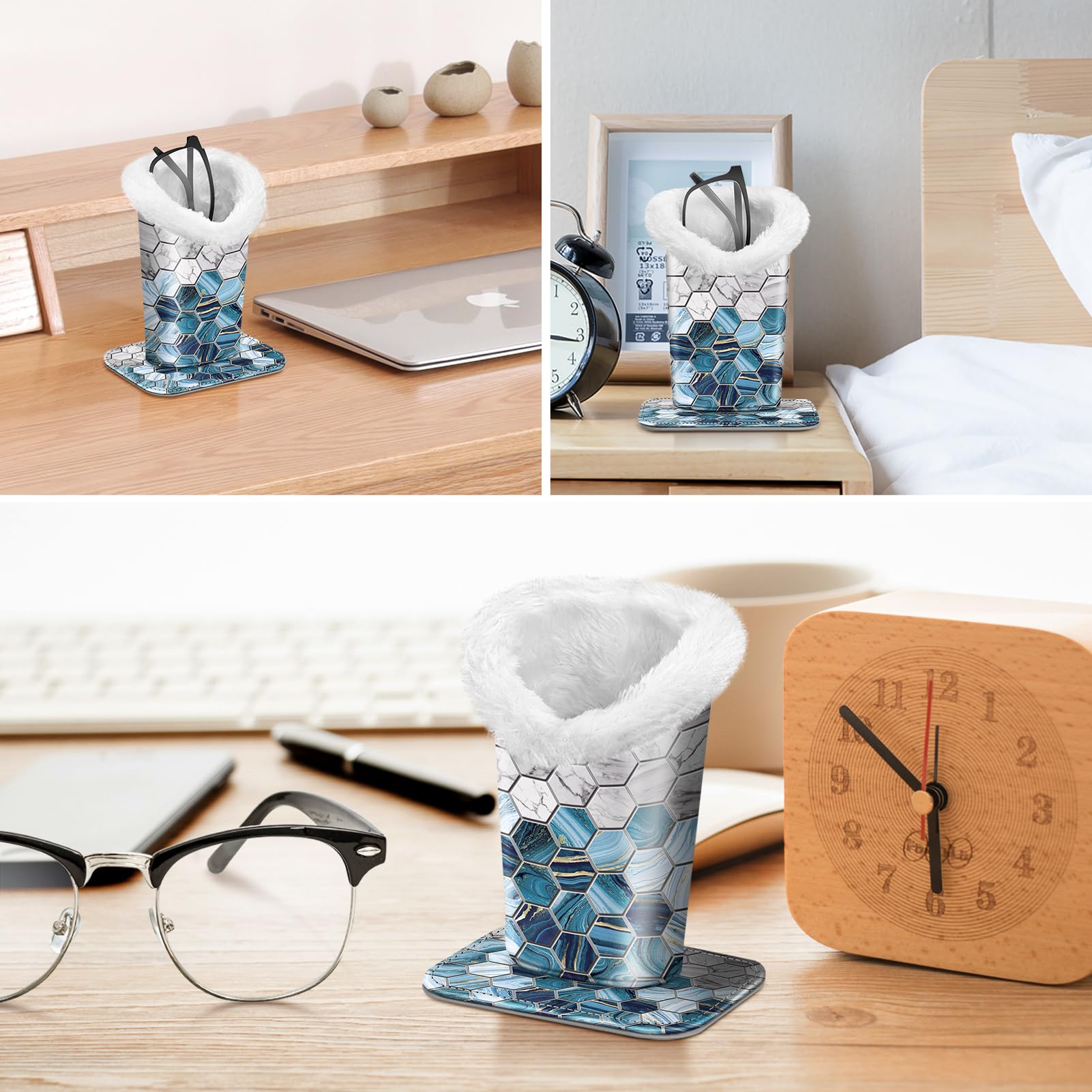 Fintie Plush Lined Eyeglasses Holder, Glasses Stand Case, Anti-scratch Glasses Storage Organizer for Desk, Nightstand, Office, A