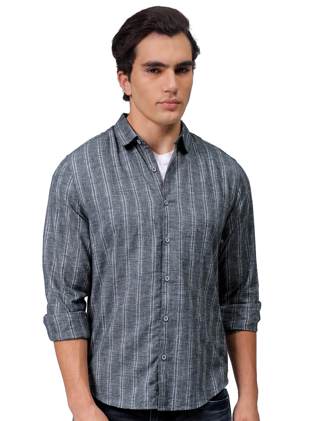 The Indian Garage Co Mens Slim Fit Striped Shirt