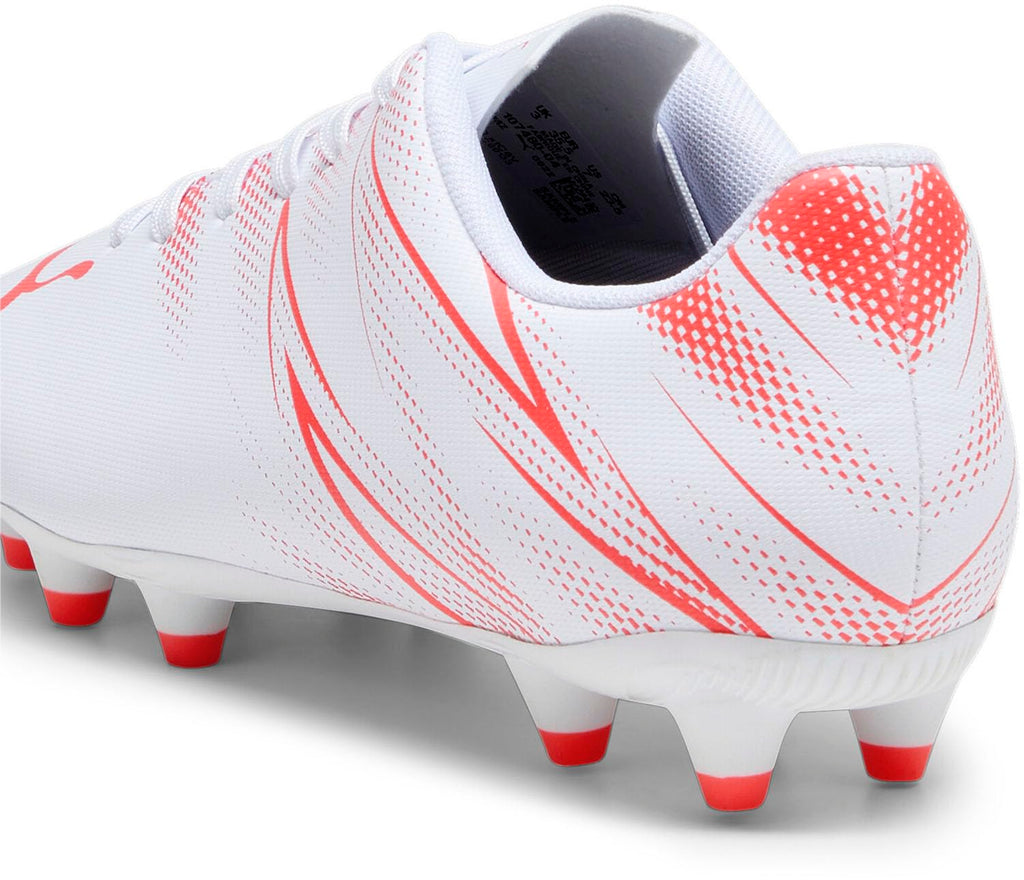 PUMA Attacanto Firm, Artificial Ground Soccer Cleats Sneaker, White-Fire Orchid, 3.5 US Unisex Little Kid