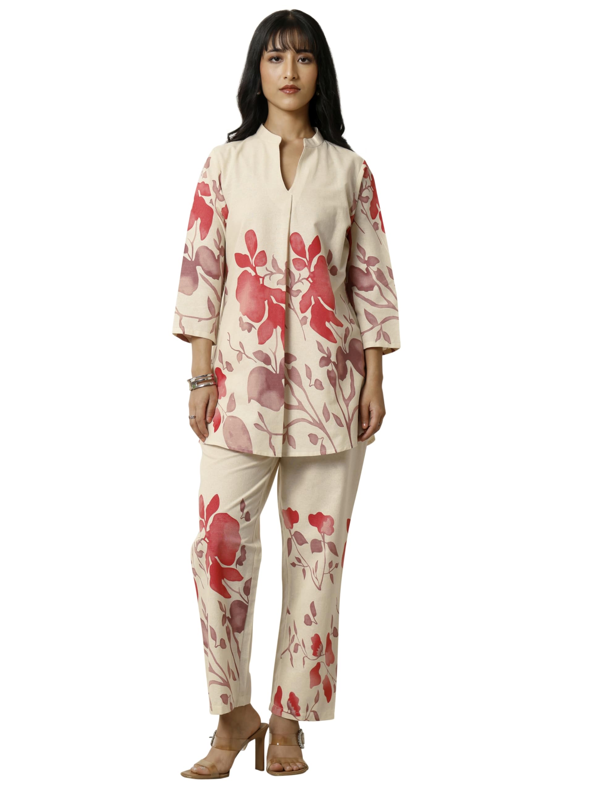 Libas Printed cotton blend Straight-fit Co-ords Set for Women (99852S)