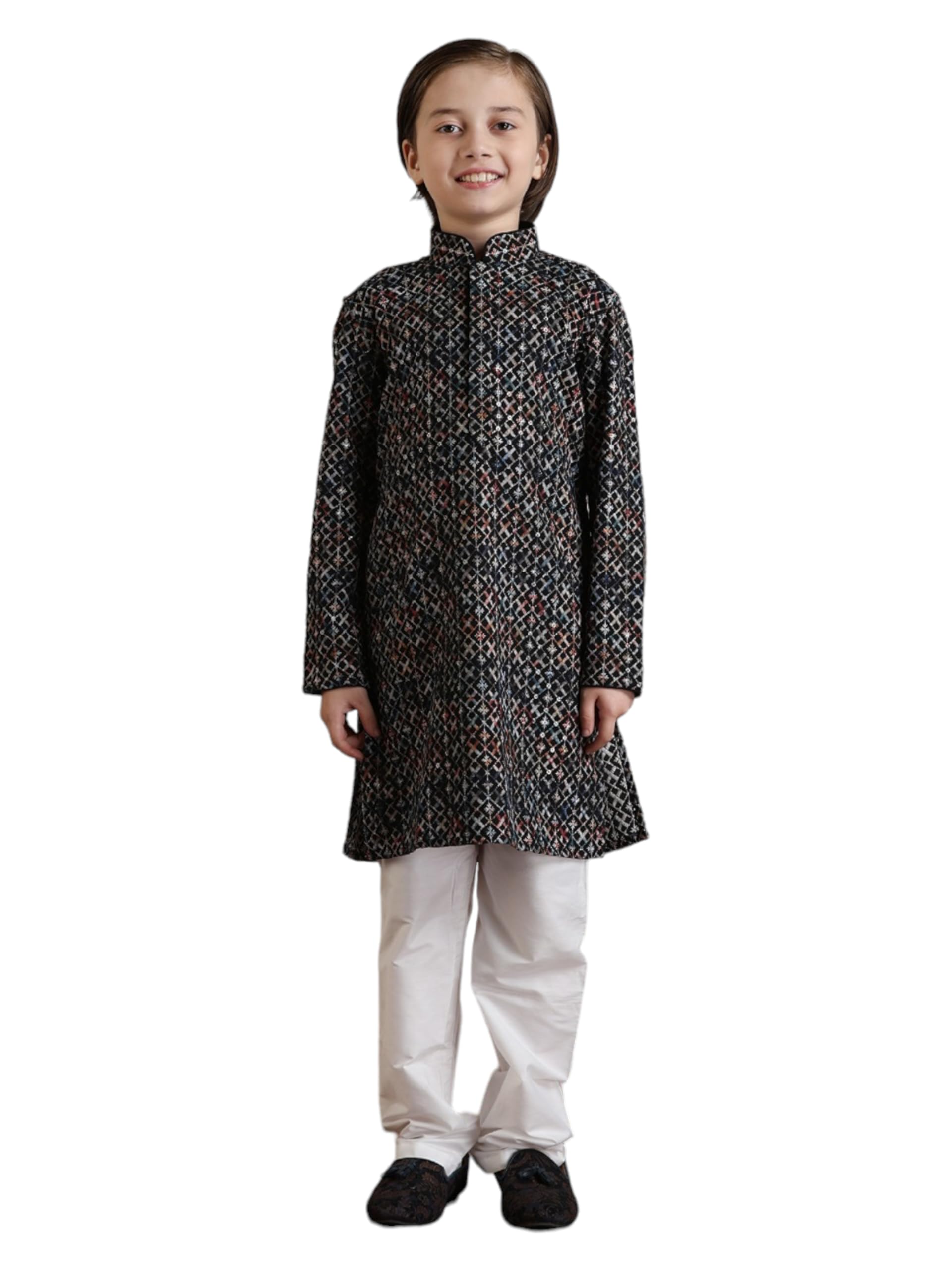 Manyavar Viscose Print|Chikankari Kurta Pyjama Set for Child(2-3 years)
