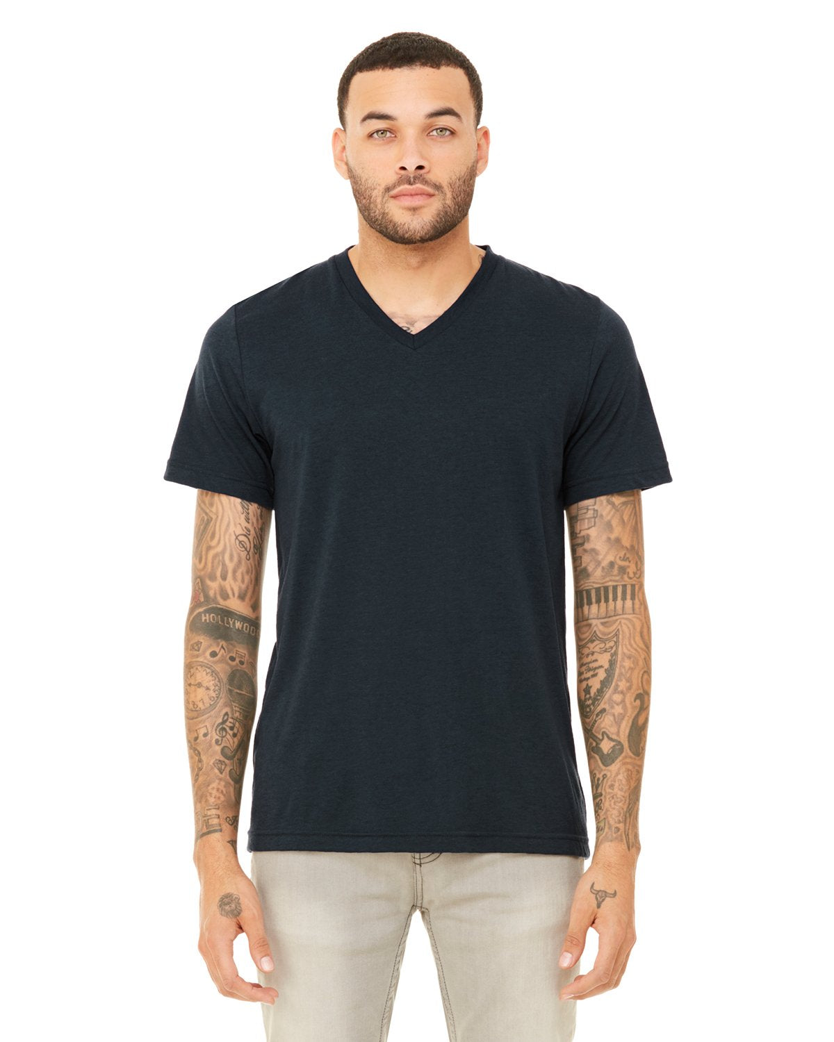 Unisex Triblend V-Neck T-Shirt - BLUE TRIBLEND - S(D0102H7W7VX)