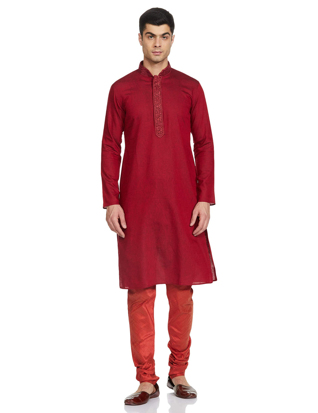 Manyavar MenS Cotton Other Kurta Pyjama (M301102_Maroon_M)