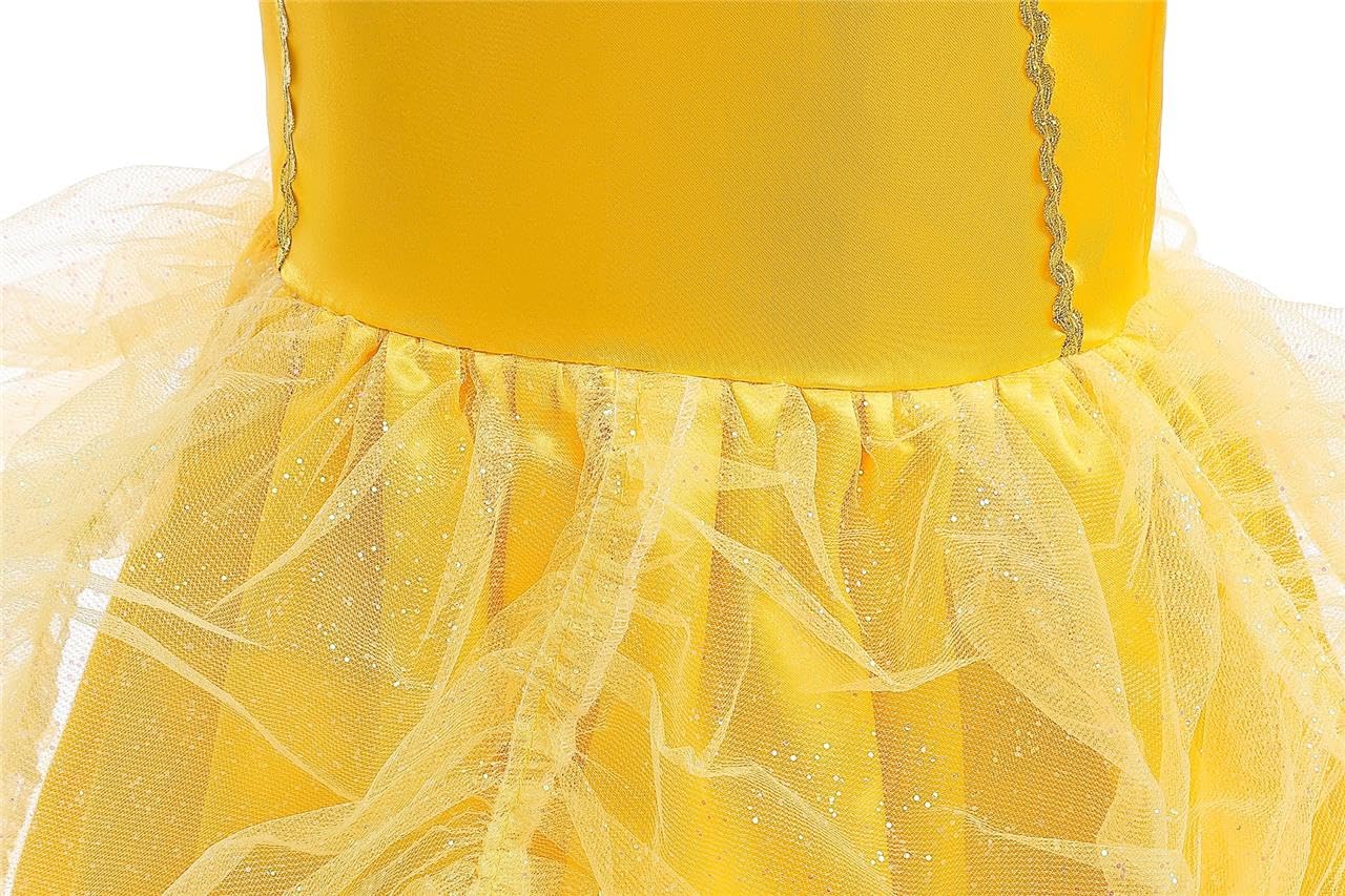 Dressy Daisy Toddler Little Girls' Princess Costume Fancy Dresses up Halloween Party with Accessories Gold 2T to 3T