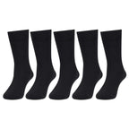 Bonjour Kids Cotton Full Length Plain Black Color School Socks For Boys & Girls - Pack Of 5