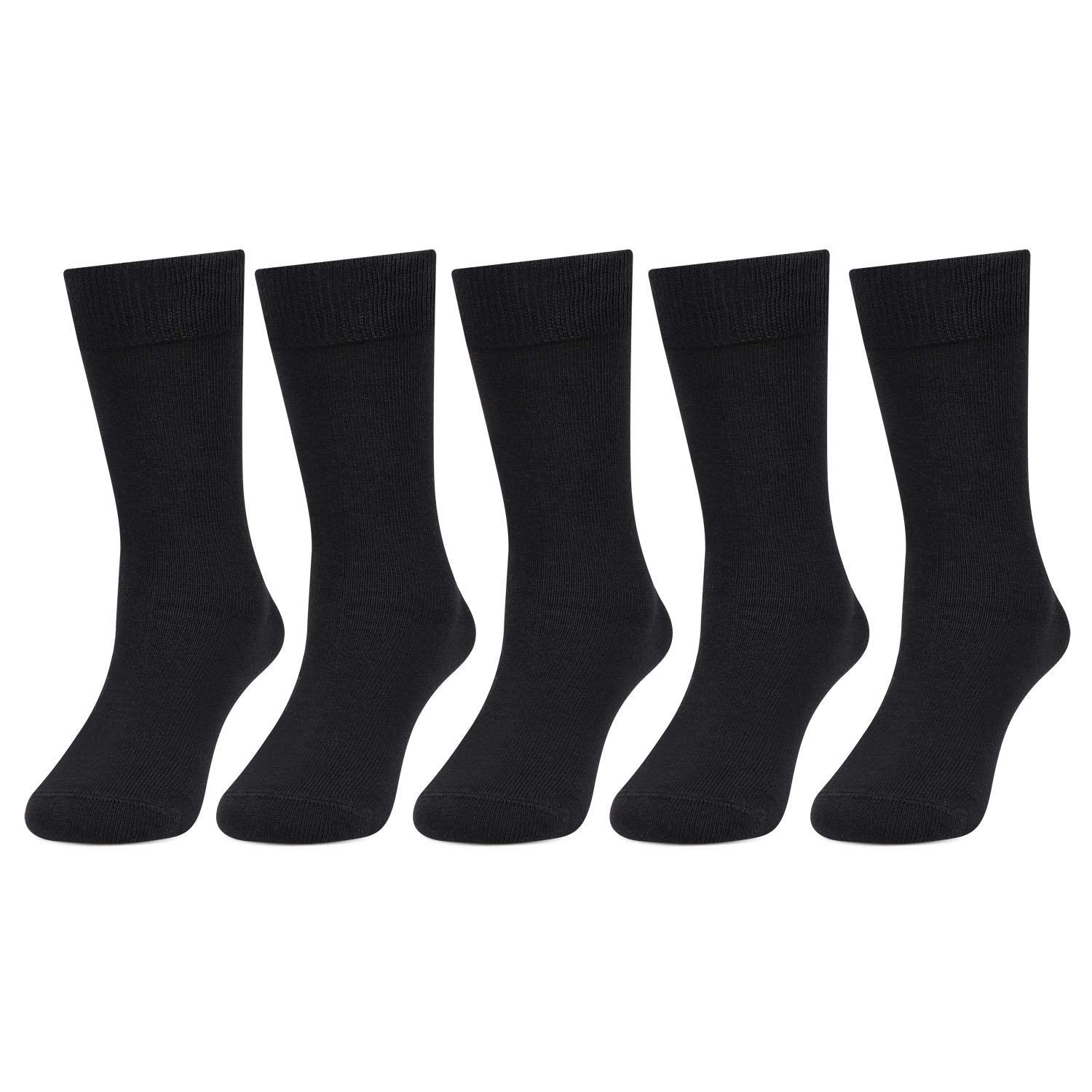 Bonjour Kids Cotton Full Length Plain Black Color School Socks For Boys & Girls - Pack Of 5