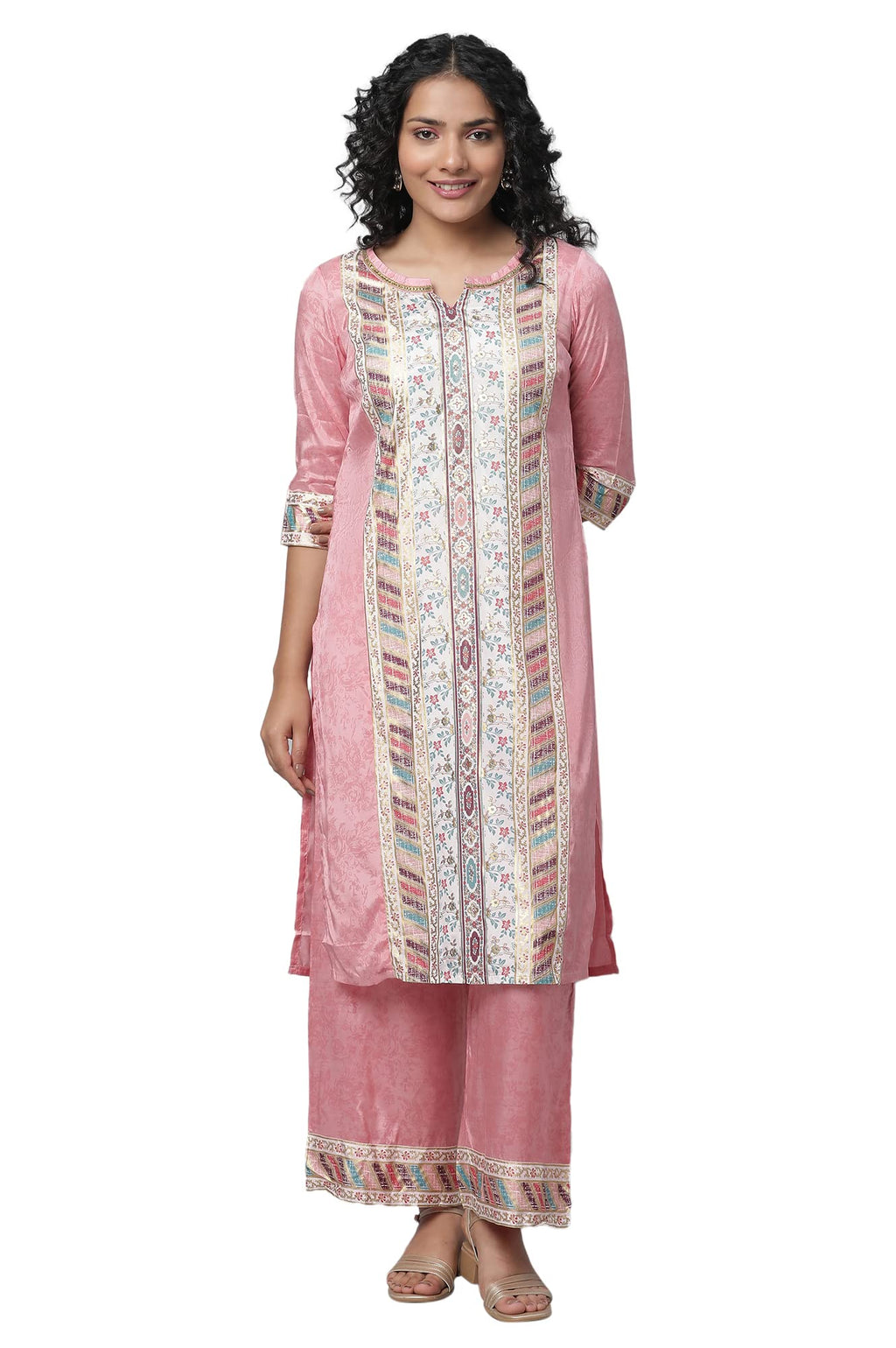 Aurelia Womens Viscose Kurta & Palazzo (23FEAS14290-504189_White