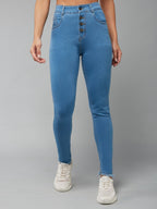 Miss Chase WomenS Skinny Solid High Rise Clean Look Cropped Fringed Hemline Detailing Stretchable Denim Jeans (Mcss19Den08-20-1