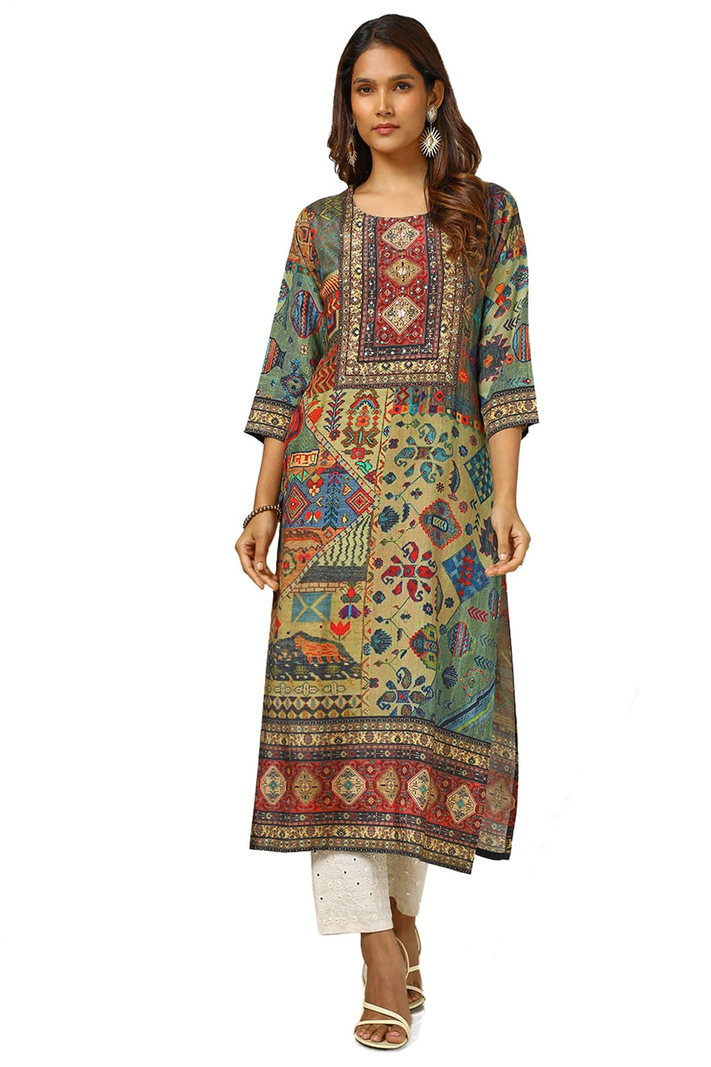 Soch Women Viscose Muslin Ethnic Motifs Kurta with Sequins