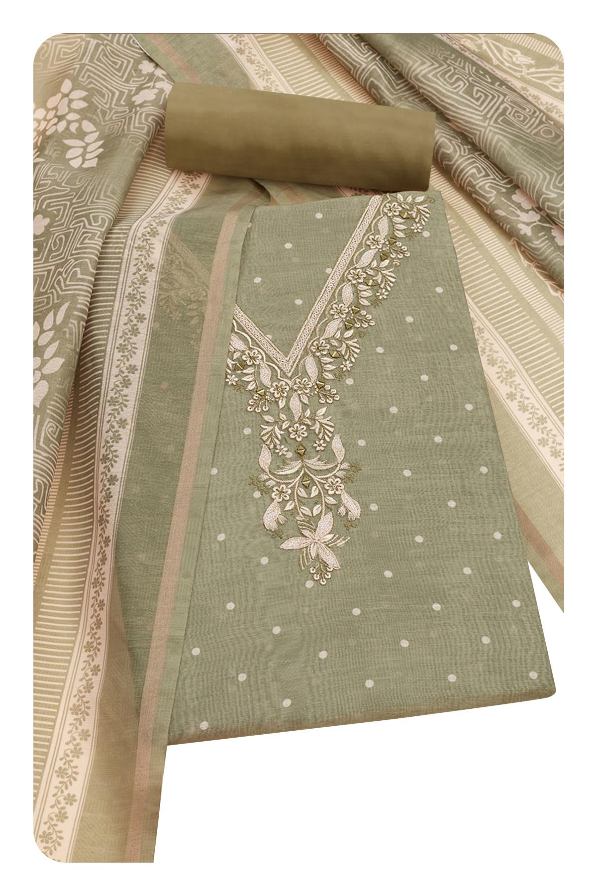 Soch Women Chanderi Dots Unstitched Dress Material with Zari