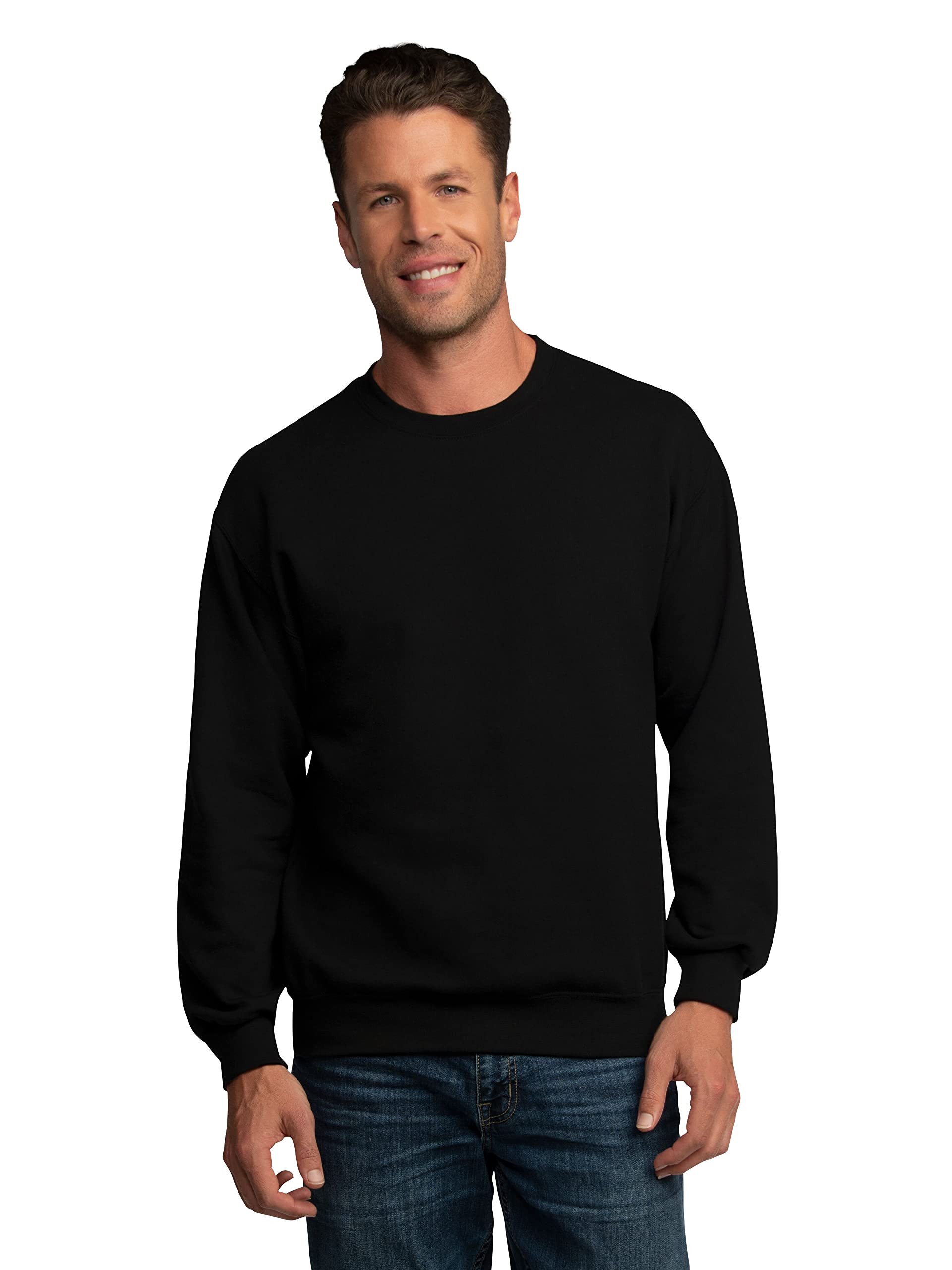Fruit of the Loom Men's Moisture Wicking Eversoft Fleece Sweatshirt, Black, 4X-Large