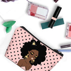 BDAWQUG Cosmetic Bag for Black Women African Queen Art Printing Fashion Makeup Bags 2 Pack Roomy Black Toiletry Pouch Travel Acc