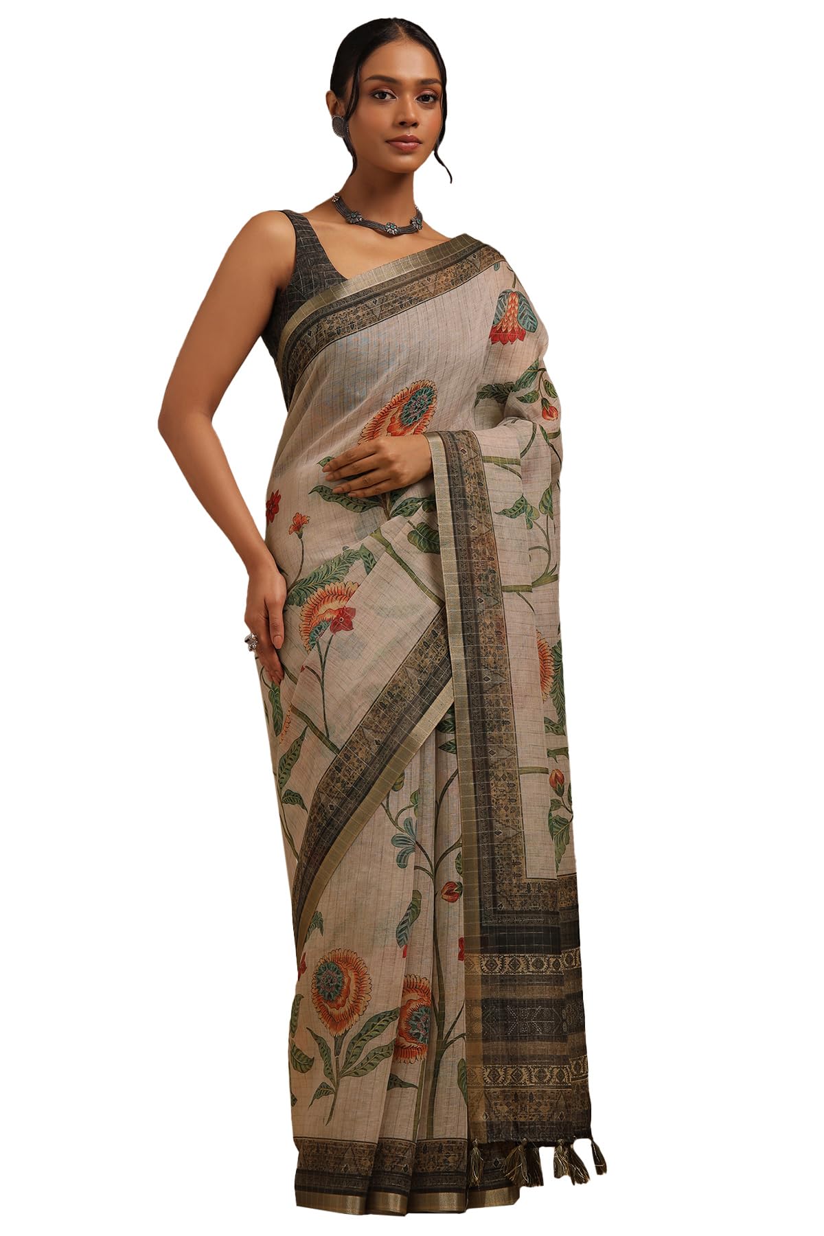 Soch Women Linen Leheriya Print Saree