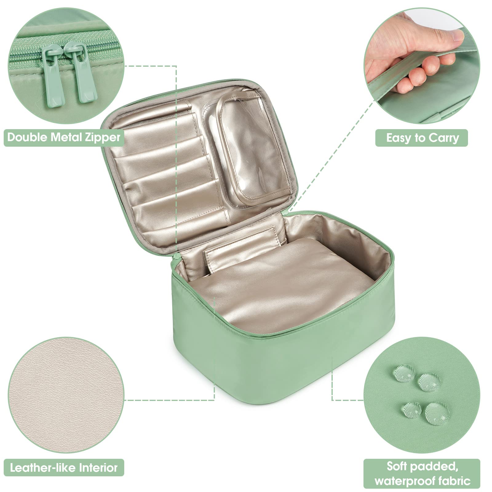 Narwey Travel Makeup Bag Large Cosmetic Bag Make up Case Organizer for Women