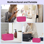 Wandering Nature Makeup Bag for Purse Cosmetic Bags for Women Make Up Organizer Travel Pouch with Slip-in Pockets Eco Vegan Leat
