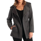 Alpine Swiss Emma Women's Wool Peacoat - Double-Breasted 3/4 Length Overcoat, Stylish & Warm Blazer for Fall & Winter Gray XL