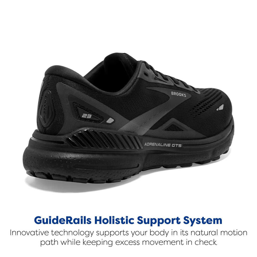 Brooks Womens Adrenaline GTS 23 Supportive Running Shoe - Black/Black/Ebony - 10 Medium