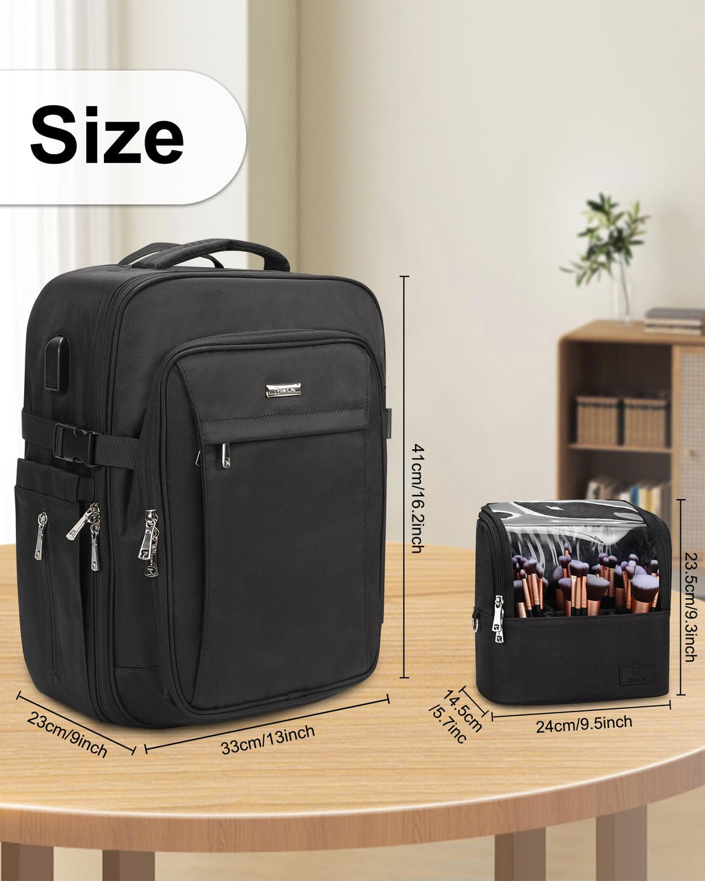 Relavel Professional Makeup Case Makeup Backpack and Makeup Brush Case for Makeup Artists, Durable Water-resistant Material, wit