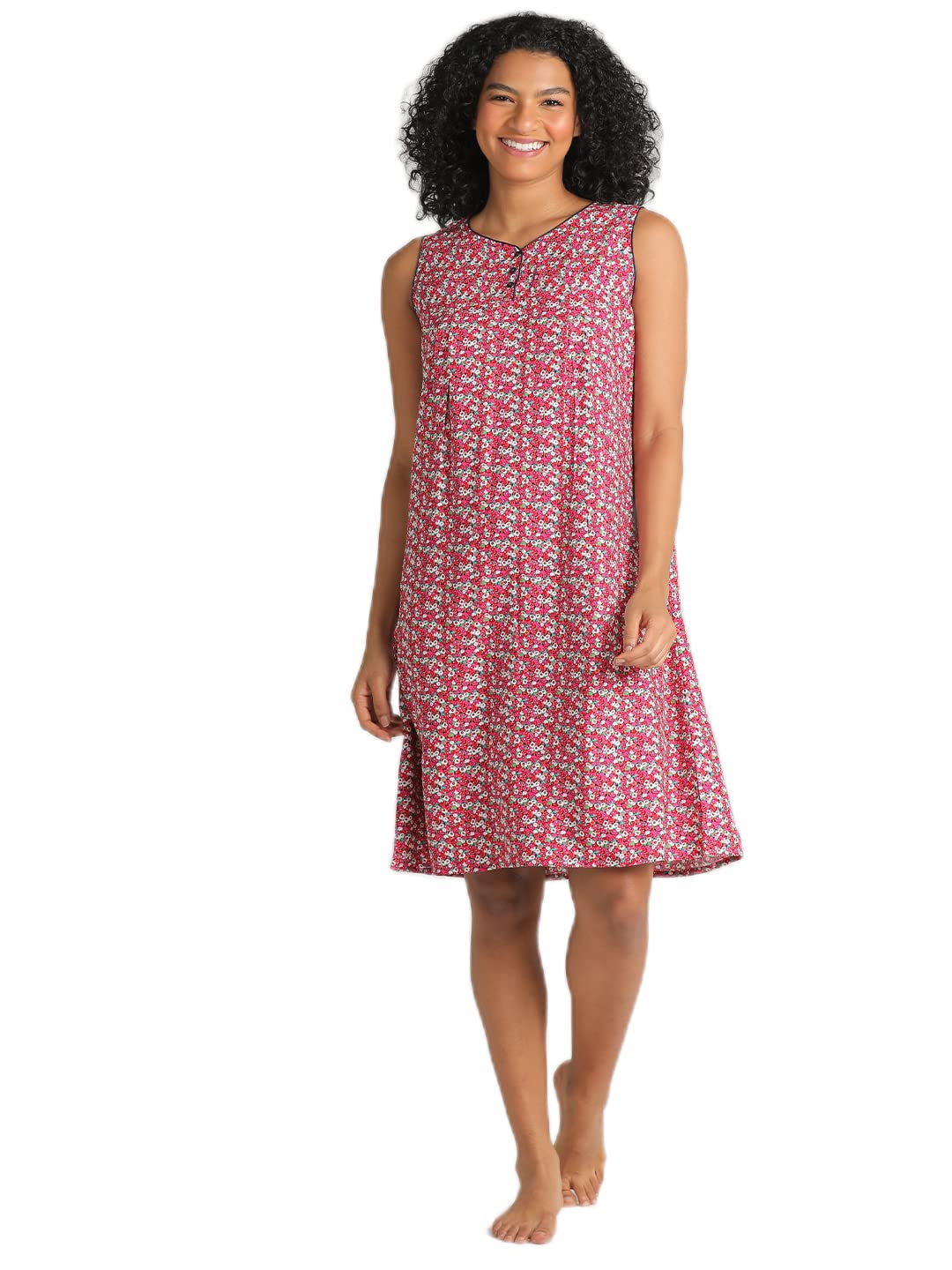 Evolove Women'S Viscose Liva Knee Length Short Night Gown Nighty Dress With Pocket, Super Soft Comfortable (Fuchsia, Sngry3029Fh