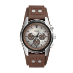 Fossil Men 's Coachman Quartz Stainless Steel and Leather Chronograph Watch, Color: Silver, Brown (Model: CH2565)