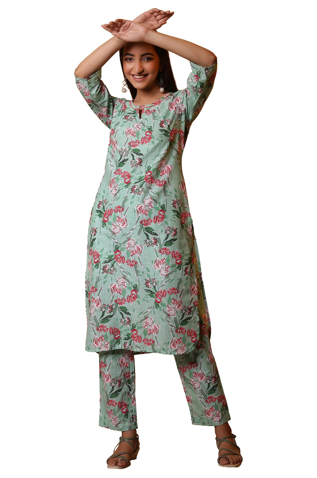 Aurelia Women'S Rayon Kurta Set (24Feas14913_Green