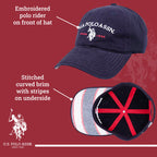 U.S Polo Assn. Embroidered Pony Horse Logo Since 1890 Adjustable Cotton Baseball Hat with Curved Brim, Navy, One Size