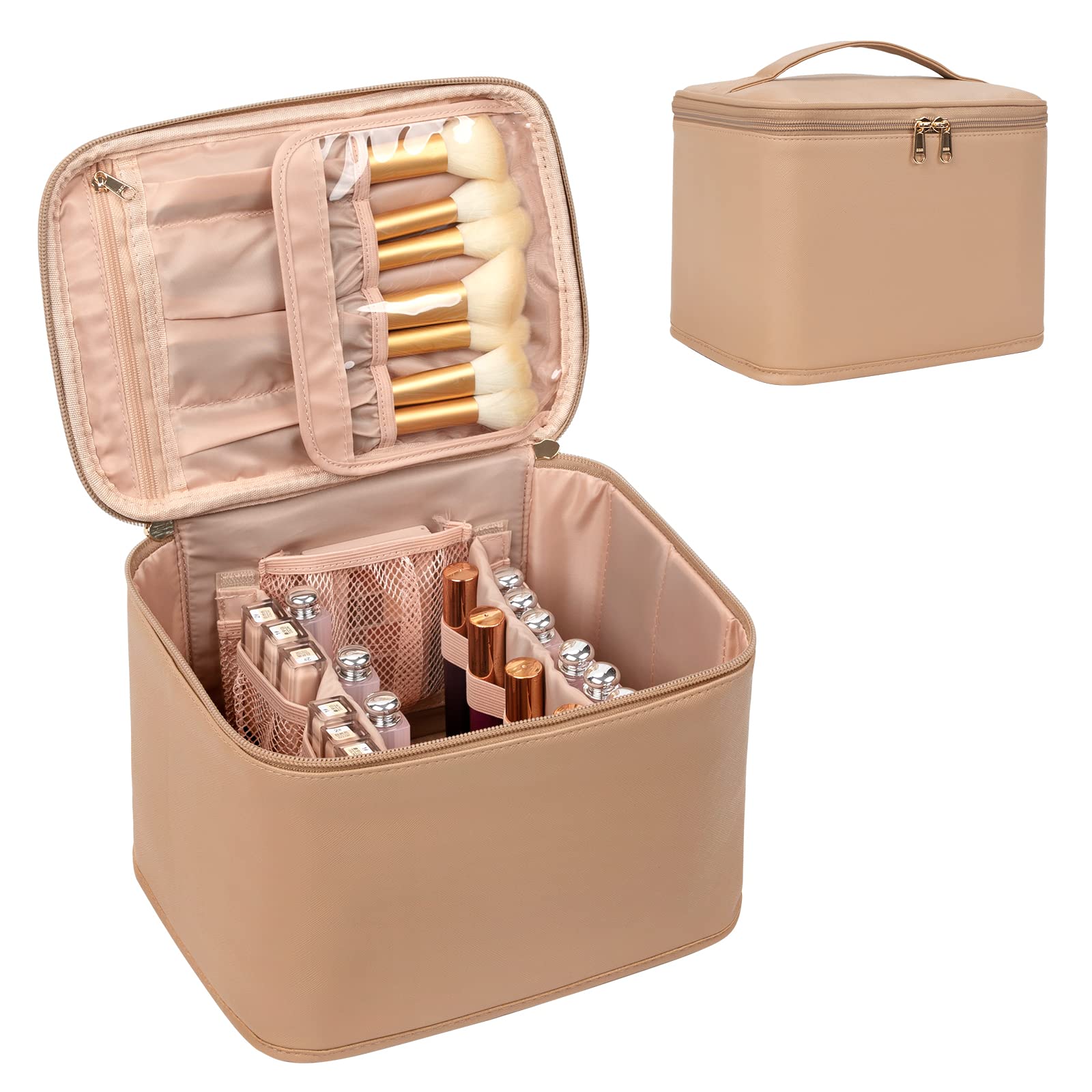 OCHEAL Makeup Bag,Large Travel Makeup Bag Organizer Cosmetic Bags for Women Washable Make Up Bag Makeup Organizer Case with Divi