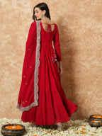 Fashion Basket Georgette Anarkali Kurta Set For Women Pink