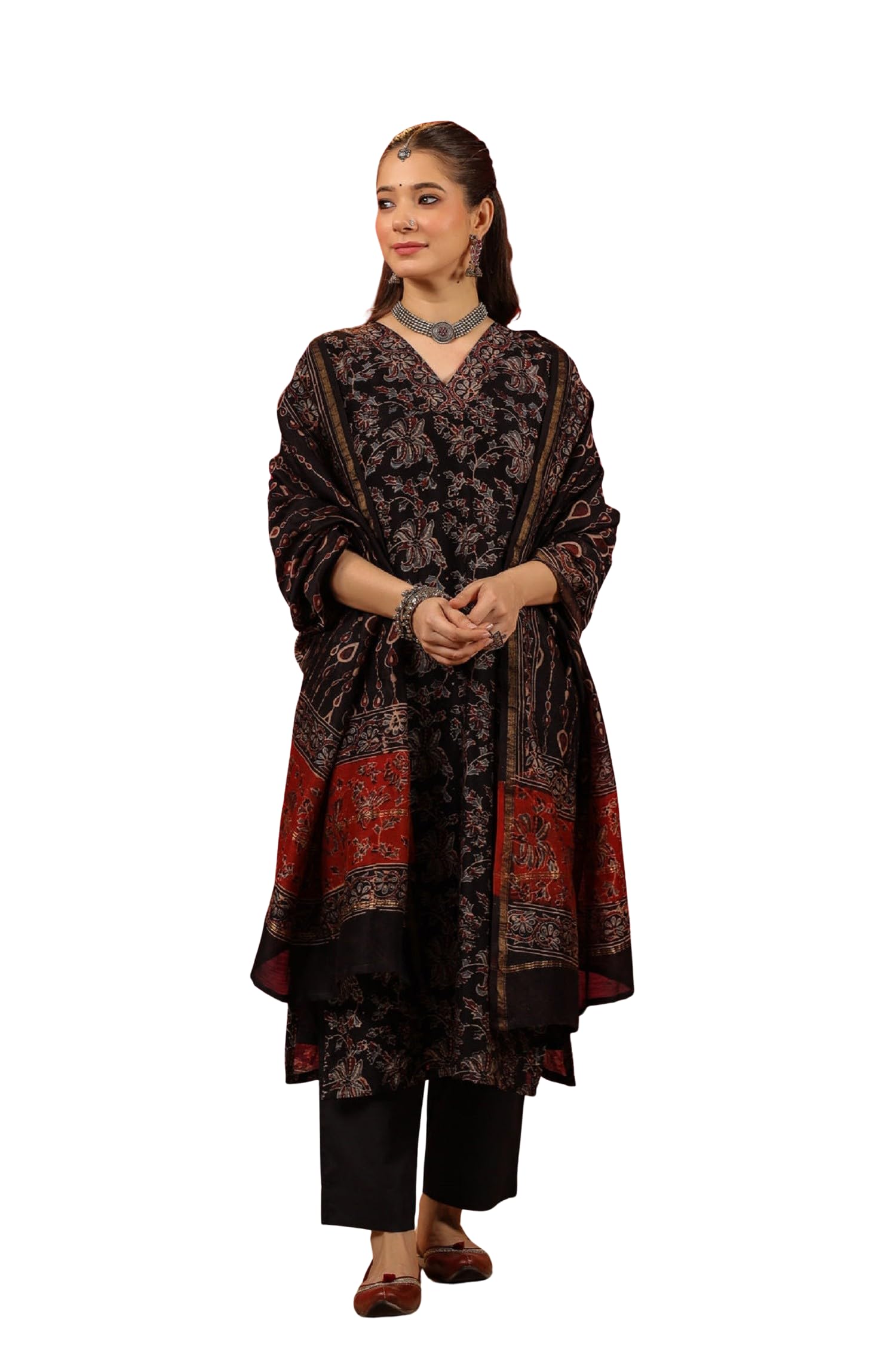 Kurta Set For Women || 3pic Kurta For Women (SSP-244-277-278) (Black, M)