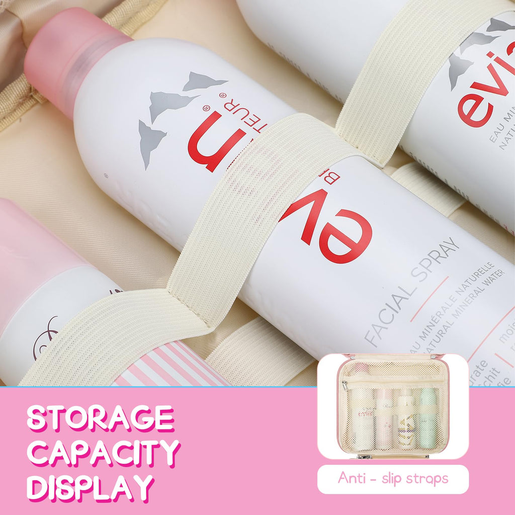 Estour Travel Toiletry Bag for Women, Makeup Bag Organizer with Detachable Mirror and Transparent Cosmetic Bag, Suitable for Tra