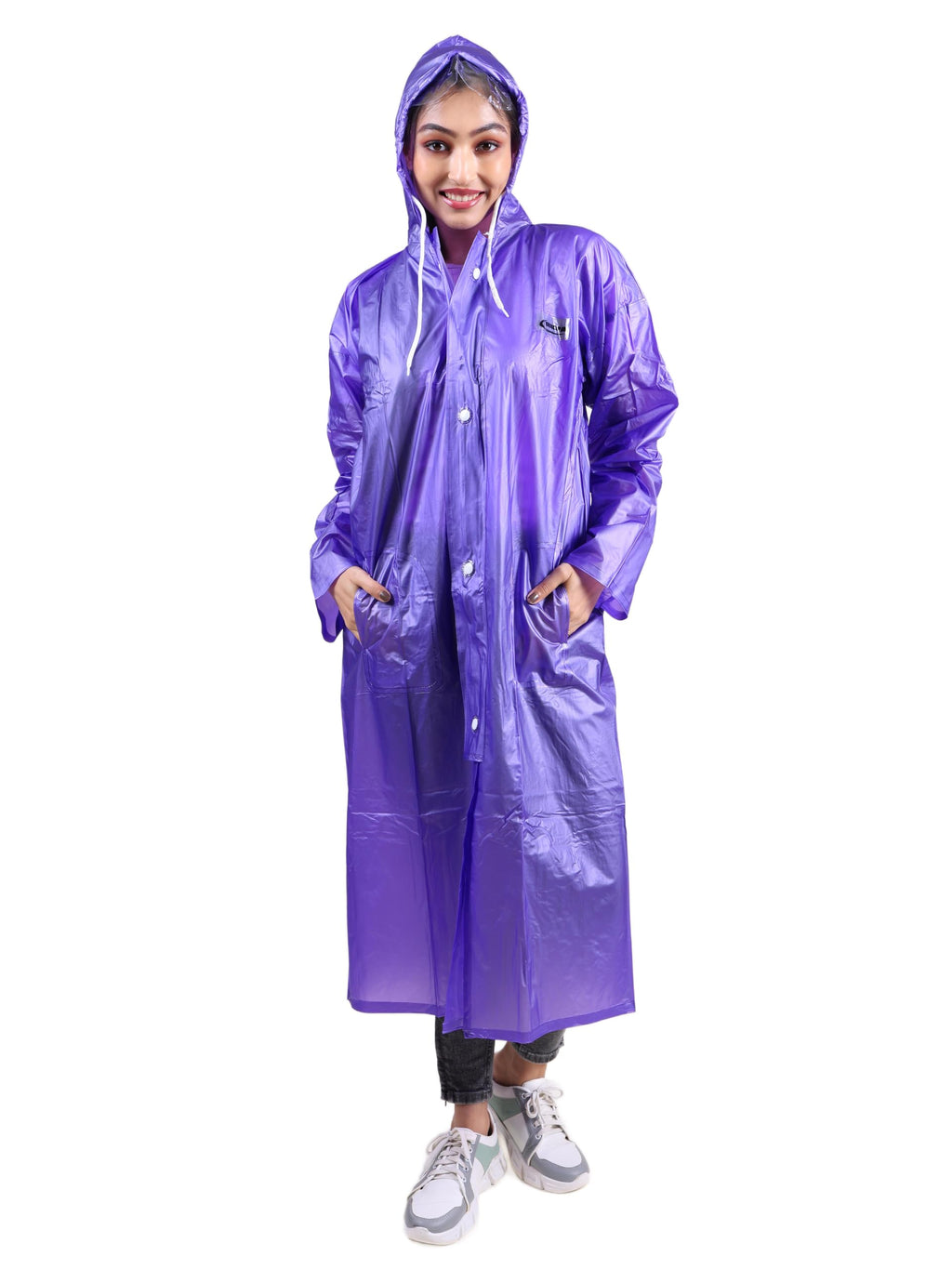 RUPA Rainsuit Women Waterproof PVC Raincoat with Hood & Carry Bag | Lightweight Rainwear for Women with Front Zip | Solid Color 