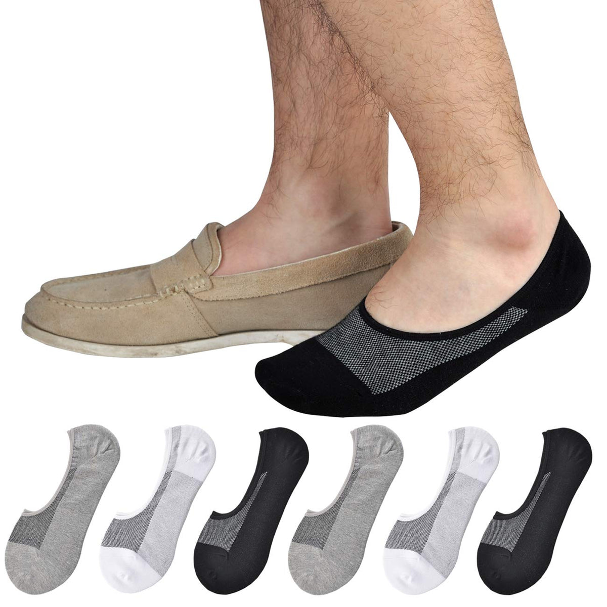 Jormatt 6 Pairs Mens Women Genuine No Show Socks Boys Sneaker Shoes Mesh Knit Low Cut Athletic Cotton Socks Non Slip,Men Shoes S 18.59