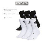 adidas Originals Kids-Boy's/Girl's Trefoil Cushioned Crew Socks (6-Pair), White/Black, Large