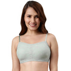 Enamor Womens Nylon Blend Non Padded Wire Free Full Coverage Bra Green