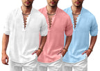Finivo Fashion Combo Of MenS Solid Cotton Blend Straight Kurta Shirt Pack Of 3