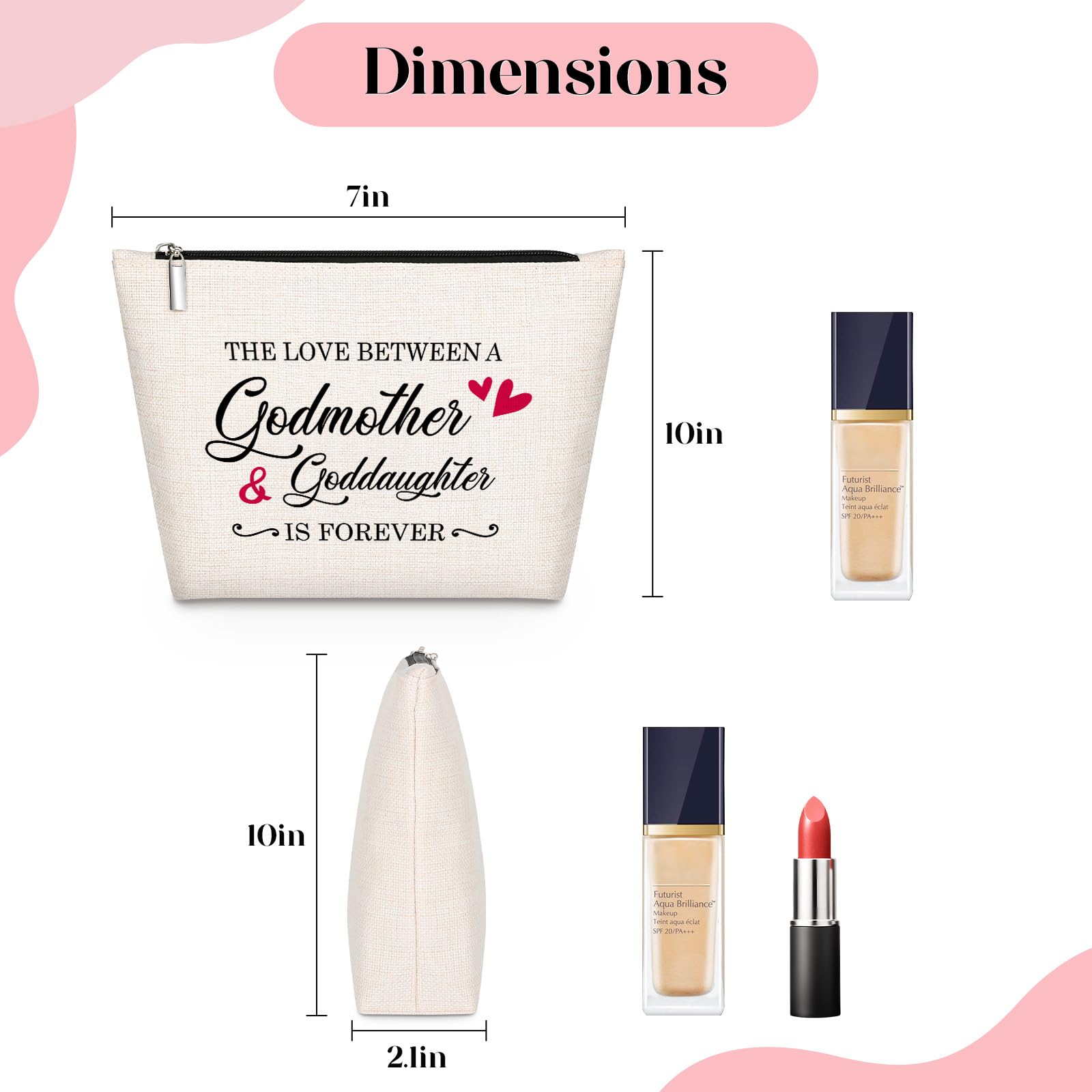 GevGuxLuo Godmother Gifts -Birthday Mother's Day Gift for Godmother -Christmas Gift for Godmother -Makeup Bag Gift