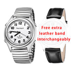 Hearkent Atomic Talking Watch for Blind and Visually impaired Stainless Steel Strech Band Best Gift for Elderly or Blind People