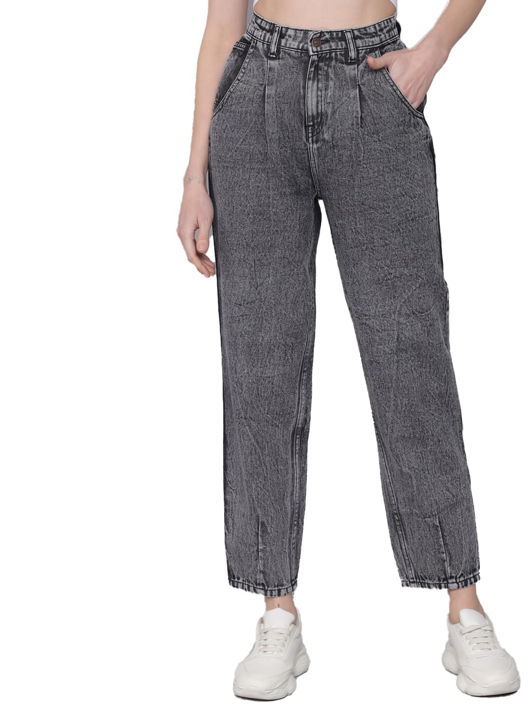 Kotty WomenS High Rise Cotton Lycra Blend Ankle Length Slim Fit Jeans