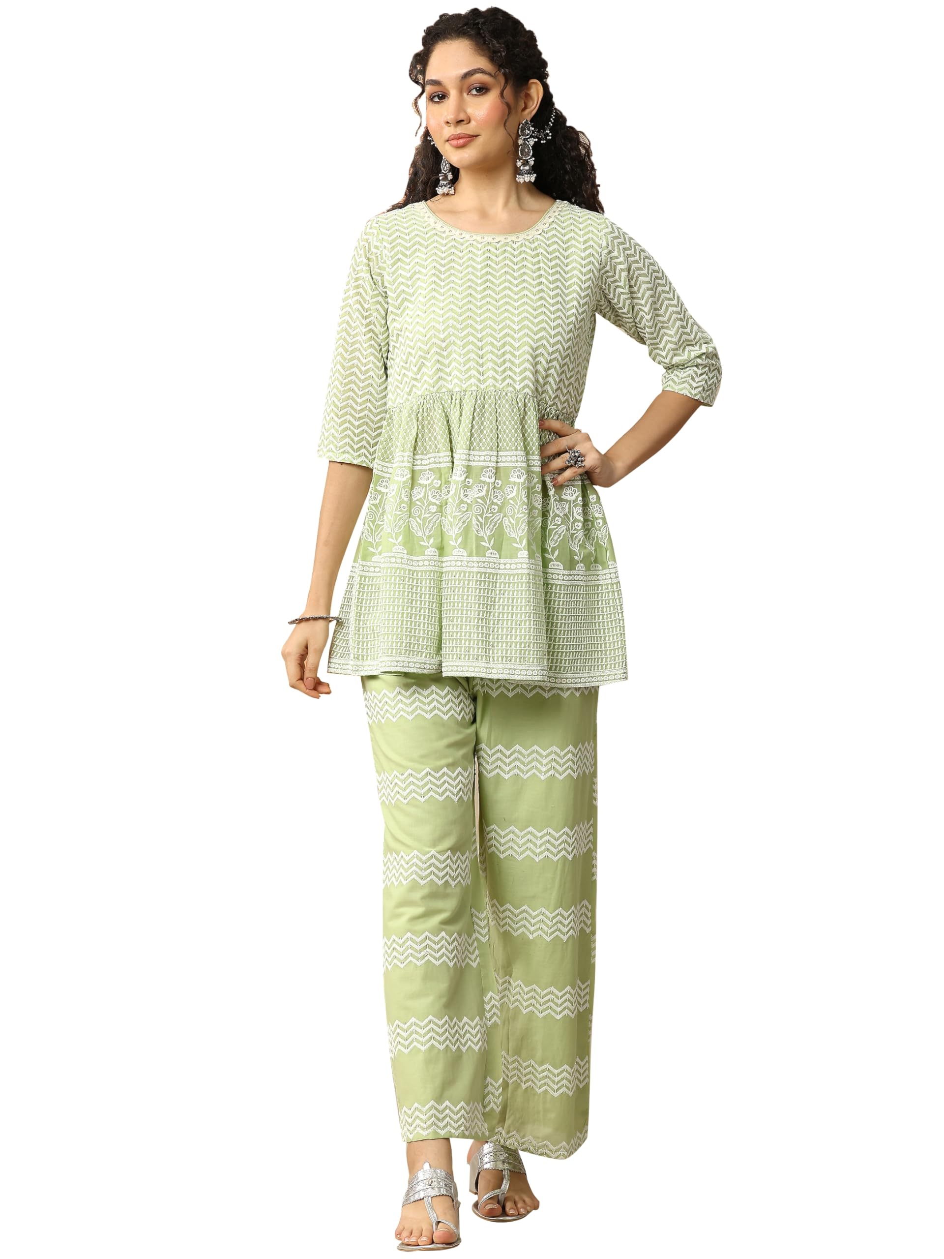 Libas Womens Embroidered Cotton Co-Ord Set For Women