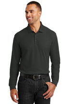 Port Authority Long Sleeve Core Classic Pique Polo. K100LS Deep Black S