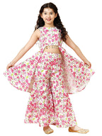 A.T.U.N. (All Things Uber Nice) A.T.U.N. Girls Ethnic Wear Sharara | Floral Fuchsia Printed Kurta With Sharara Set For Girls